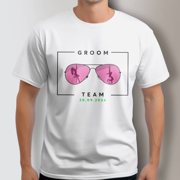 Personalizirana majica za fantovščino - Groom Team Glasses
