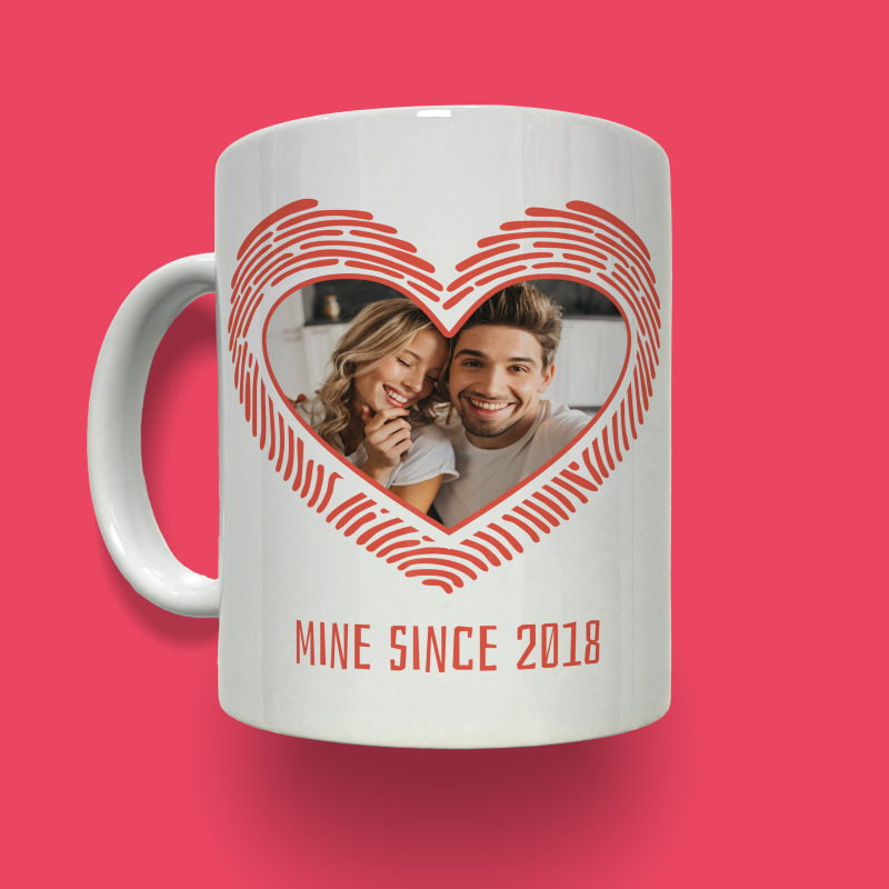 Prilagojena keramična skodelica – Odtis v obliki srca s fotografijo