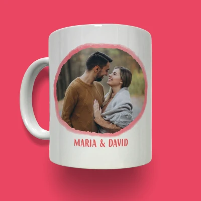 Prilagojena keramična skodelica – Aquarelle črke in slika