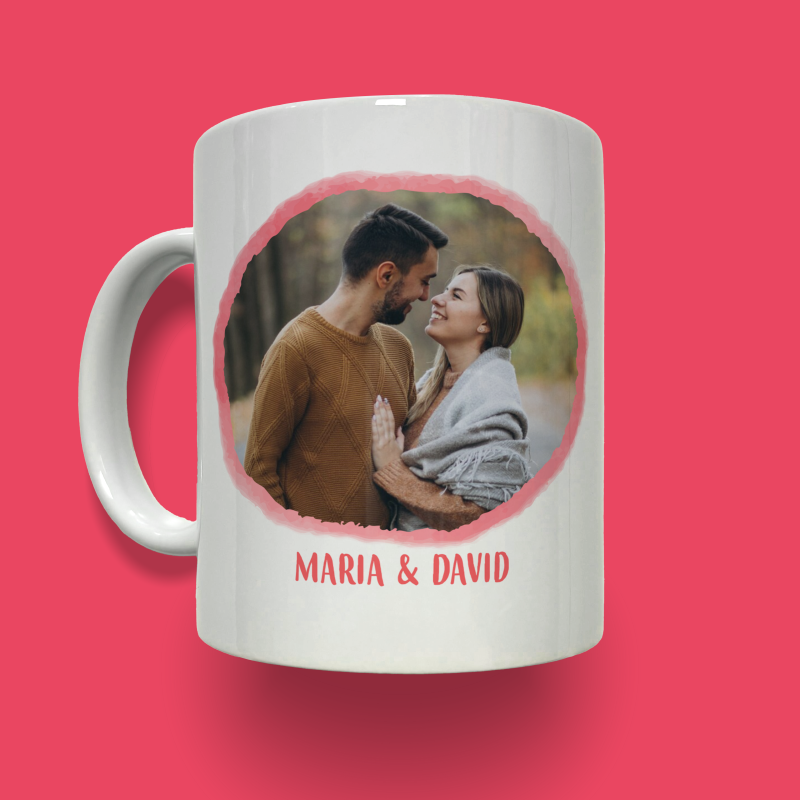 Prilagojena keramična skodelica – Aquarelle črke in slika