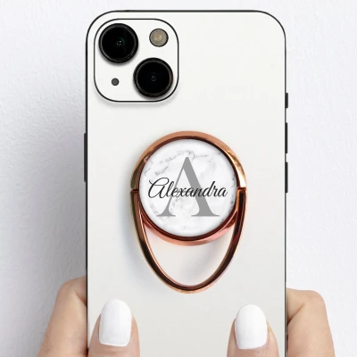 Prilagodljiv nosilec za telefon s prstanskim obročem - Marmorni dizajn