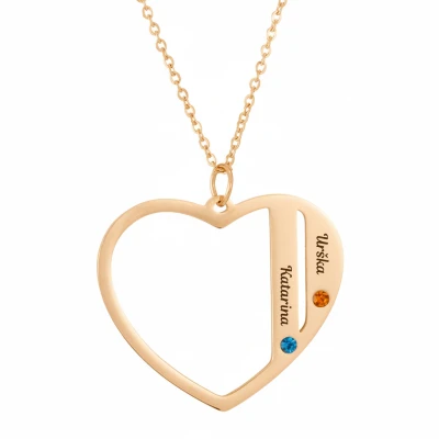 Ogrlica s srčastim obeskom z dvema imenoma