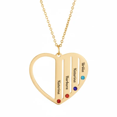 Ogrlica s srčastim obeskom s štirimi imeni