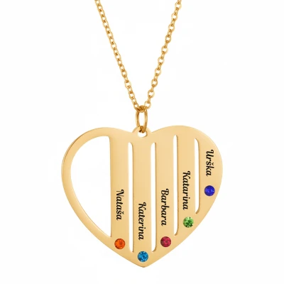 Ogrlica s srčastim obeskom s petimi imeni