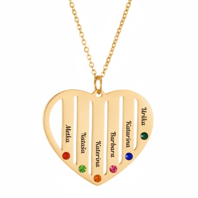 Ogrlica s srčastim obeskom s šestimi imeni