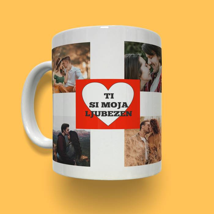 Personalizirana skodelica s srcem in štirimi slikami