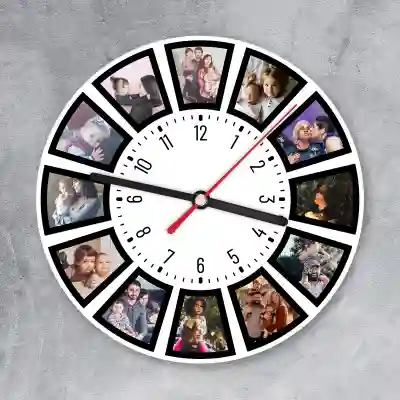 Stenska ura z družinsko fotografijo