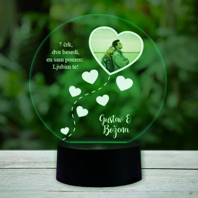 3D-LED-svetilka - S srčki