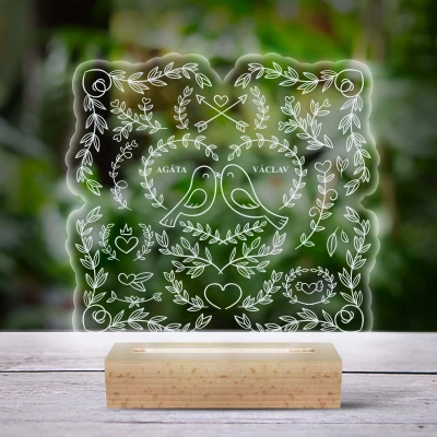 3D-LED-svetilka - S pticami