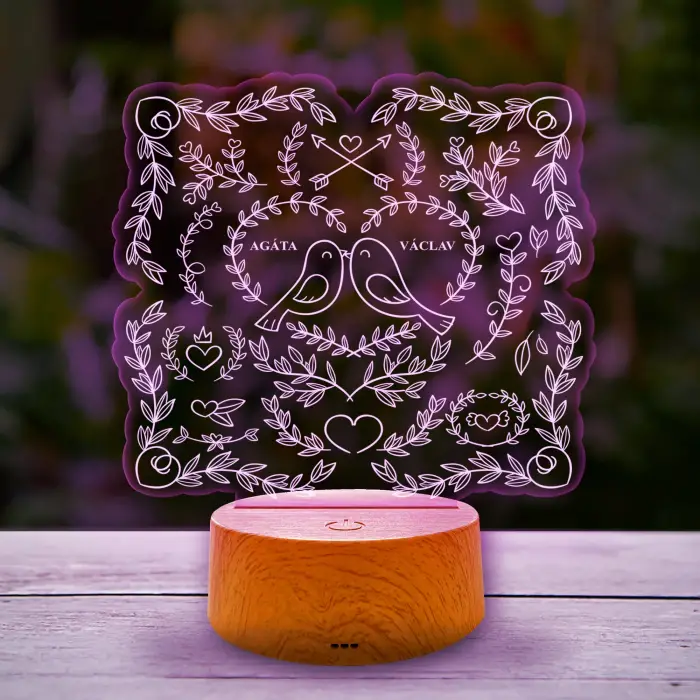 3D-LED-svetilka - S pticami