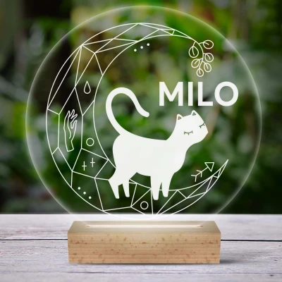3D-LED-svetilka - S mačko