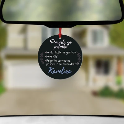 Personaliziran avto osvežilec - Pravila za potnike
