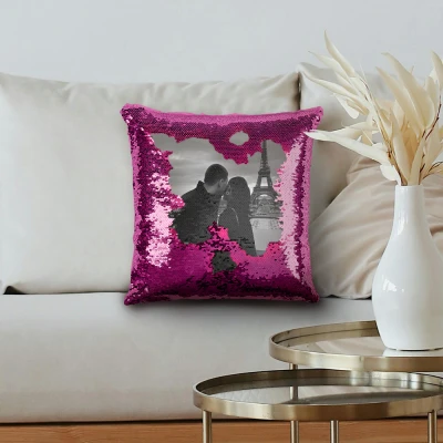 Prilagojena blazina z bleščicami - Črno-bela