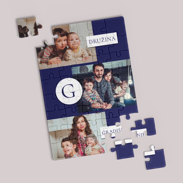 Personalizirana sestavljanka z imeni in družinskimi slikami