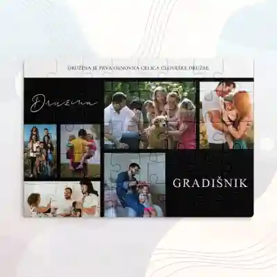 Personalizirana sestavljanka z družinskimi slikami in citatom