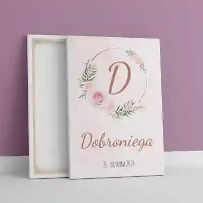 Platnena slika - Cvetlični motiv z inicialko in imenom