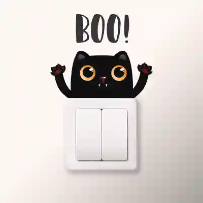 Stenska nalepka za stikalo Mačka Boo