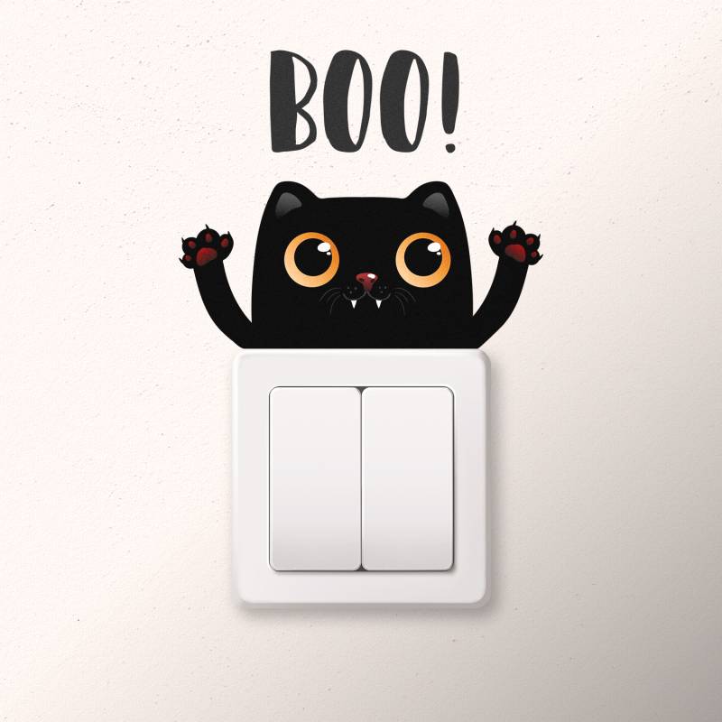 Stenska nalepka za stikalo Mačka Boo