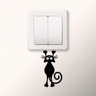 Stenska nalepka za stikalo Mačka